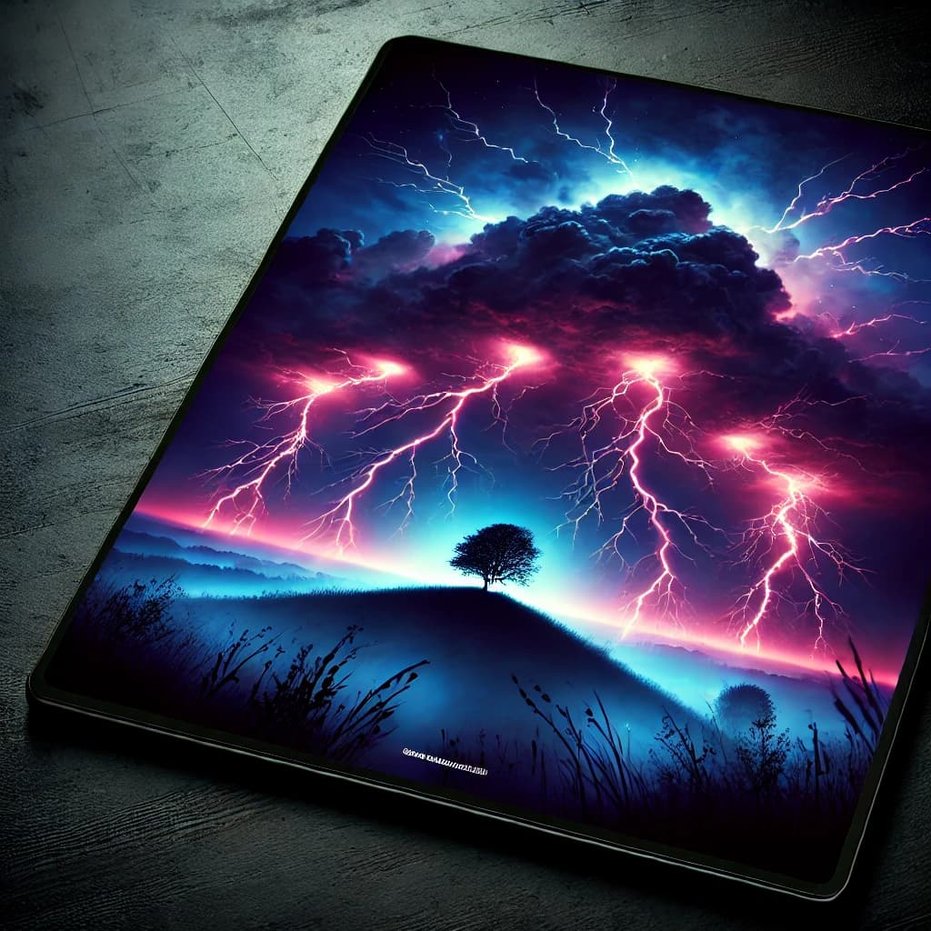 A lightning strike illuminating the night sky